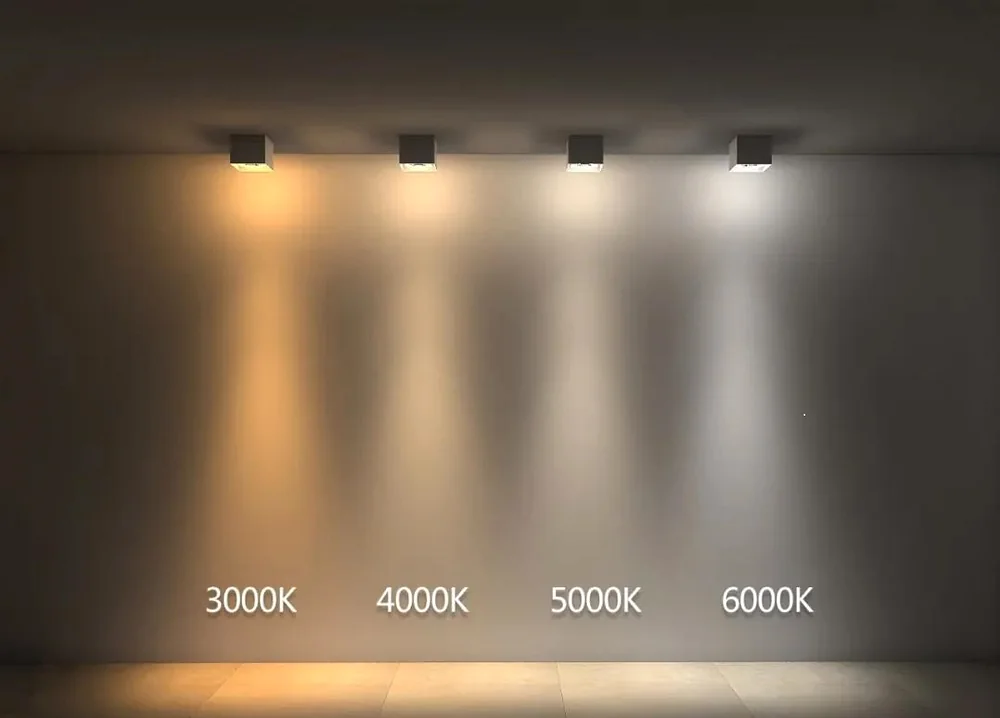 Wall comparison of four LED color temperatures