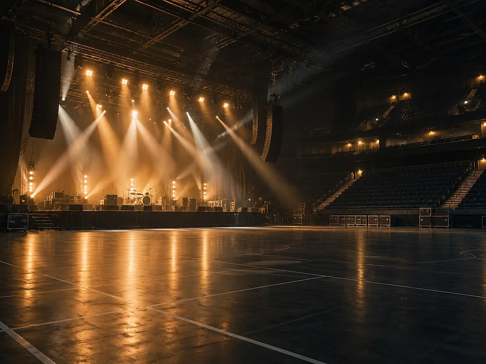 Concert mode house lighting in a multi-purpose arena Concert mode house lighting in a multi-purpose arena