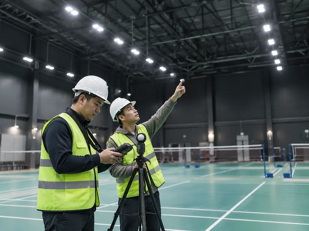 Illuminance measurement during commissioning of an indoor sports hall Illuminance measurement during commissioning of an indoor sports hall