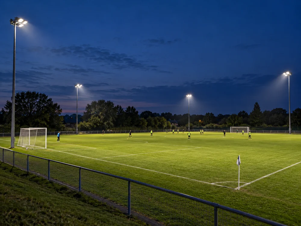 Pole-Top Floodlighting Over a Football Training Pitch