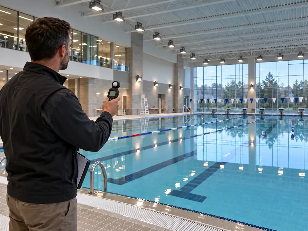 Indoor pool lighting commissioning