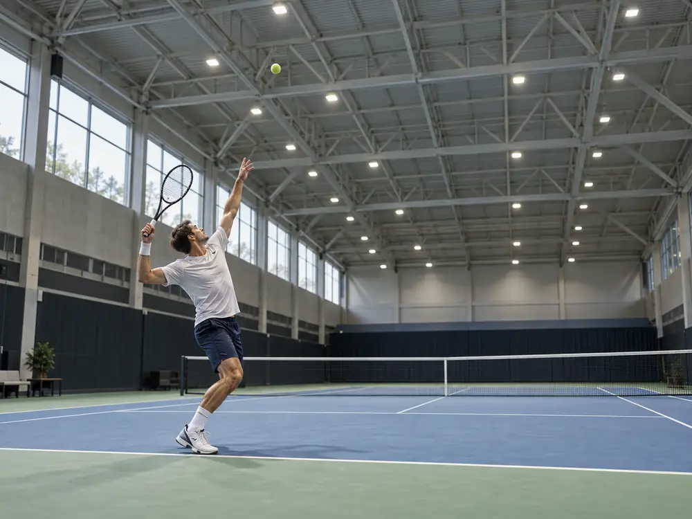 Ceiling-Mounted Indoor Tennis Lighting Layout
