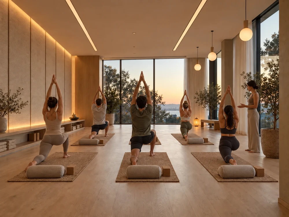 Yoga studio low-lux lighting